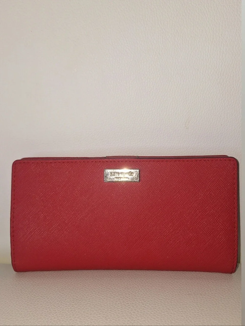 Kate Spade Red Leather Slim Wallet EUC